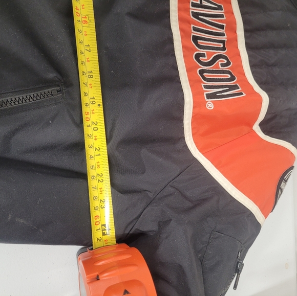 Harley-Davidson Black Jacket with Bold Orange Stripe In Excellent Condition. - Picture 6 of 9